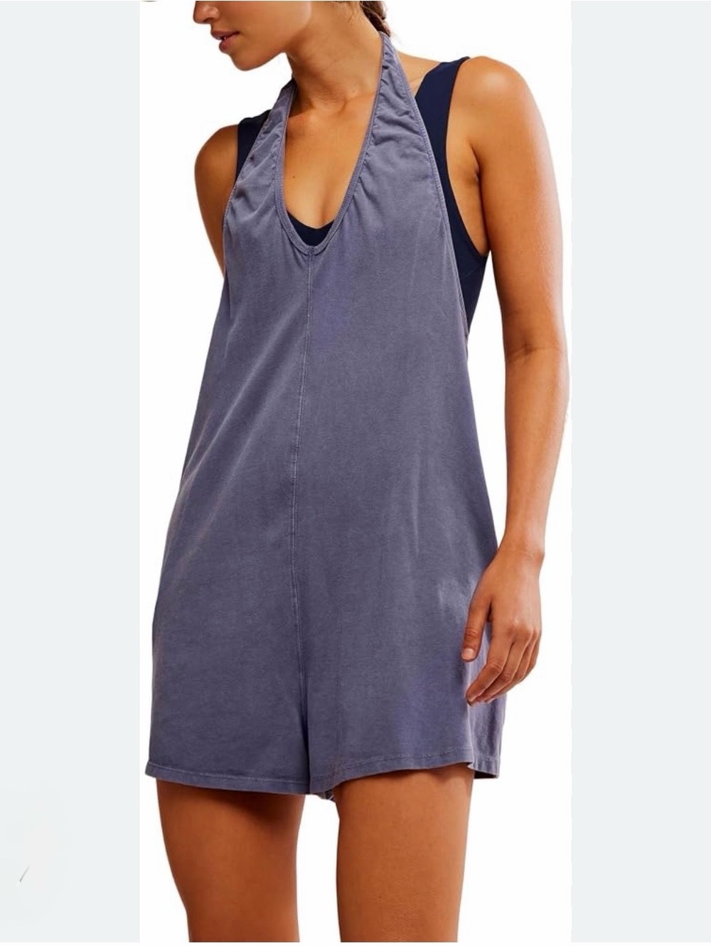 Free People Hot Shot Halter Romper in Blue